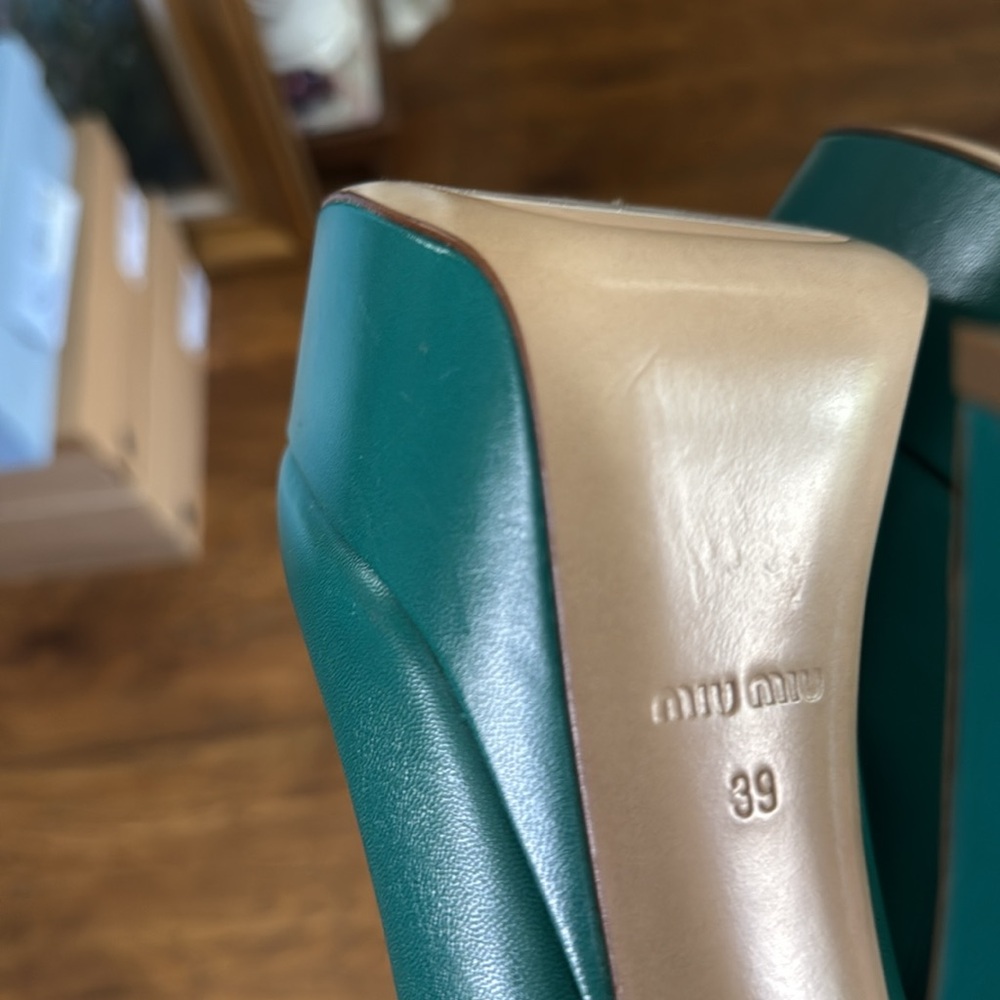 Miu Miu teal platform heels - Picture 11 of 15